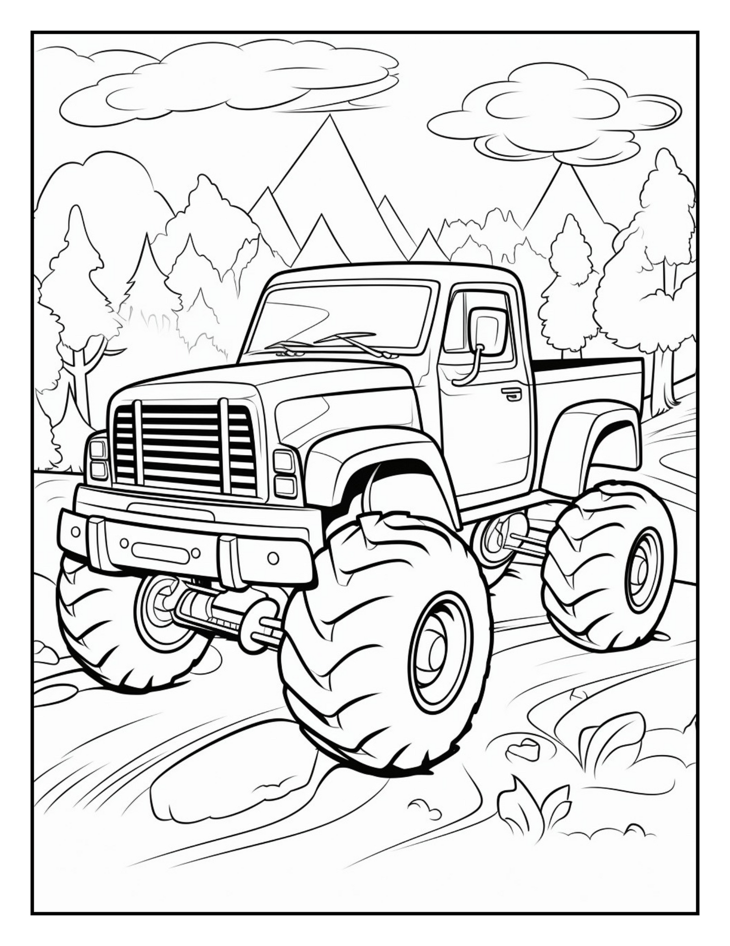 40 Monster Truck Coloring Pages – Book 3 of 3 | Fun Kids Coloring Book with Big Trucks