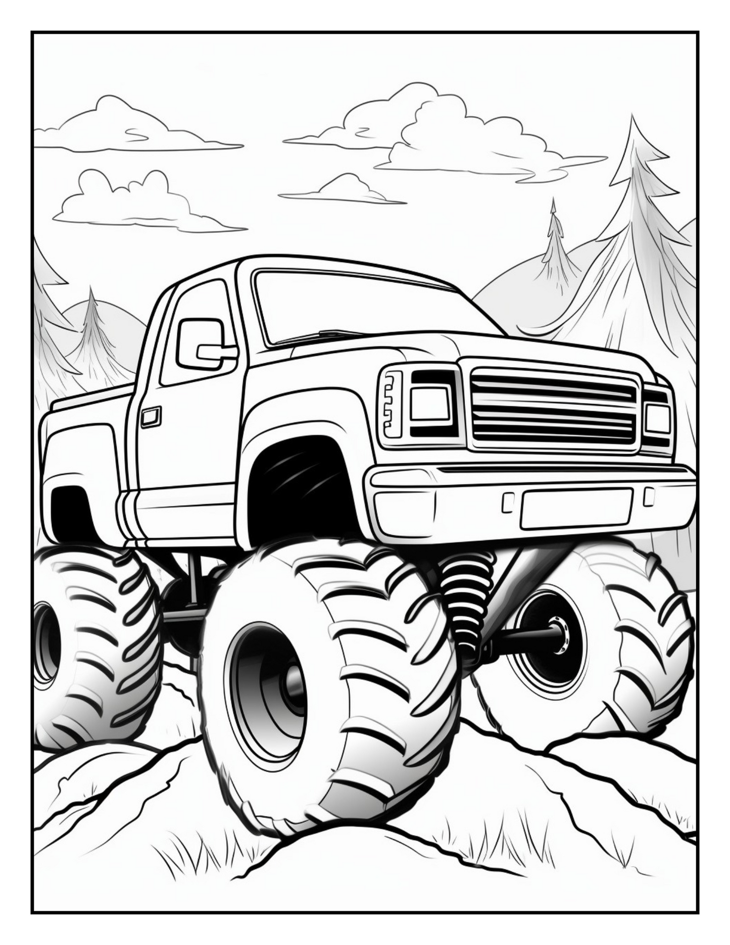 40 Monster Truck Coloring Pages – Book 3 of 3 | Fun Kids Coloring Book with Big Trucks