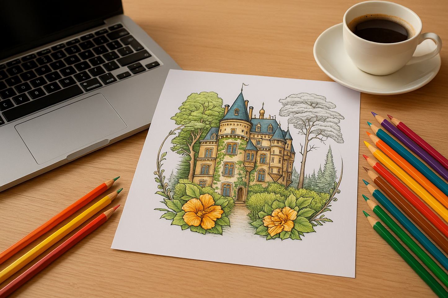 Castle Coloring Pages for Adults β Printable Fantasy Castle Coloring Book PDF β Intricate Architecture Designs β Relaxing Art Therapy