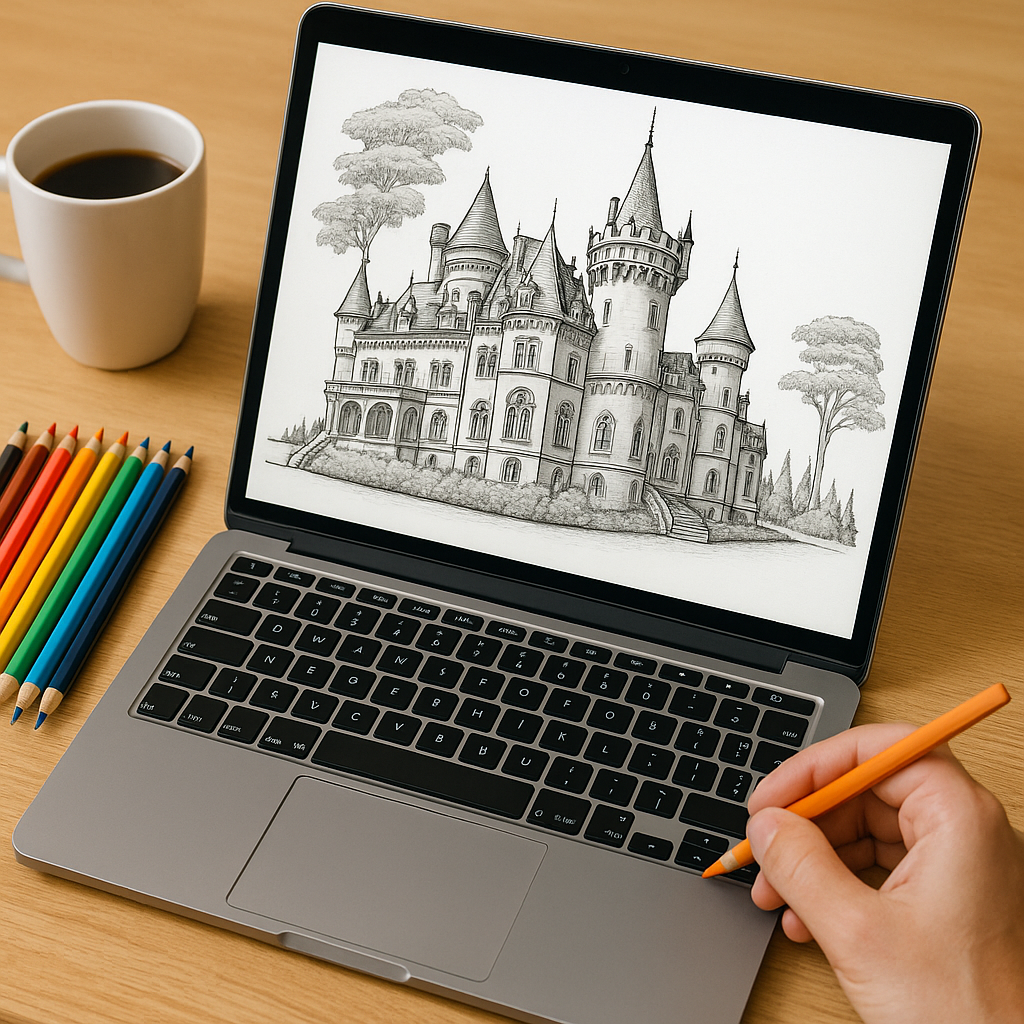 Castle Coloring Pages for Adults β Printable Fantasy Castle Coloring Book PDF β Intricate Architecture Designs β Relaxing Art Therapy