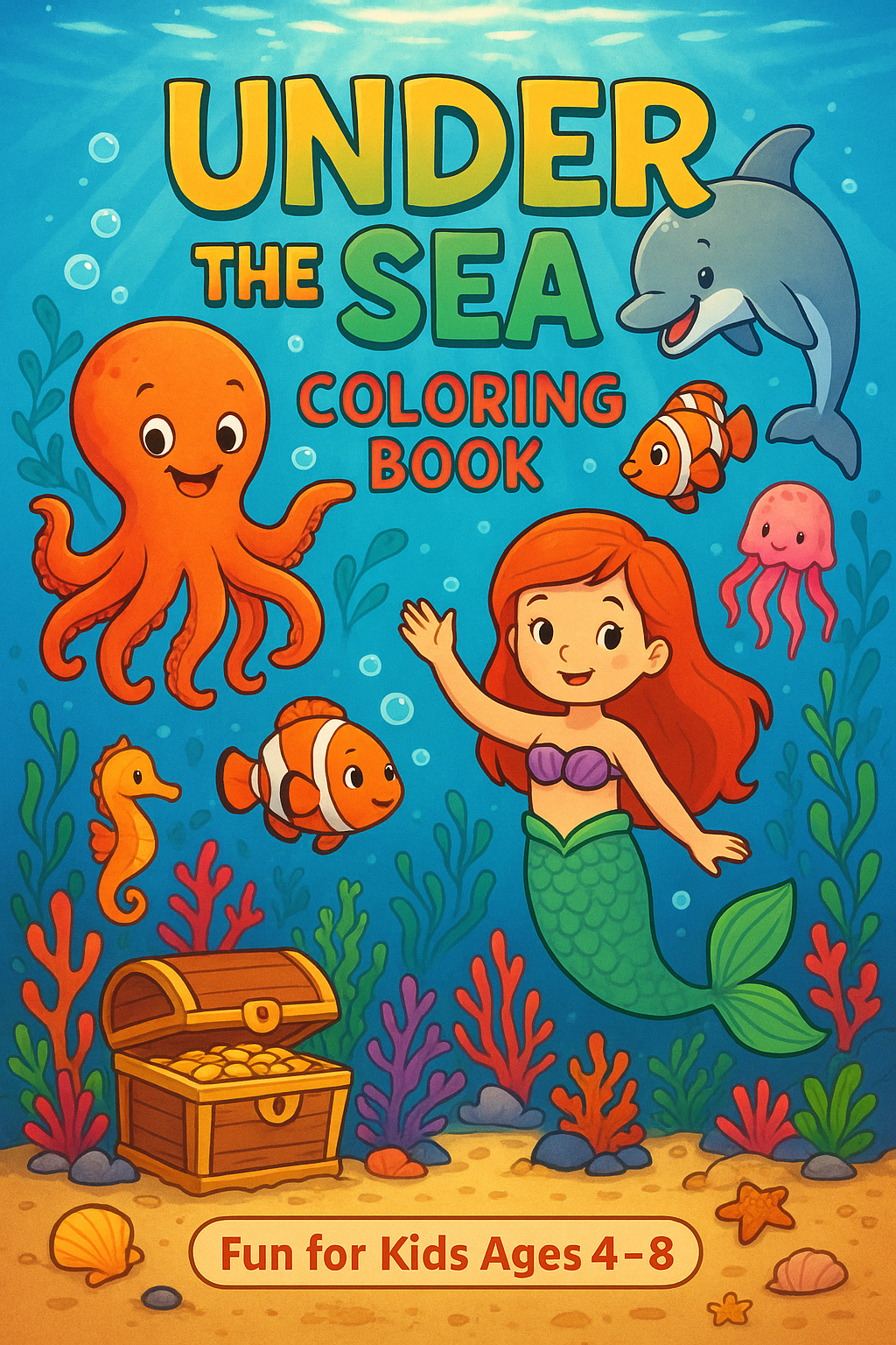Printable Under the Sea Coloring Book for Kids โ 52 Pages, Instant Download PDF