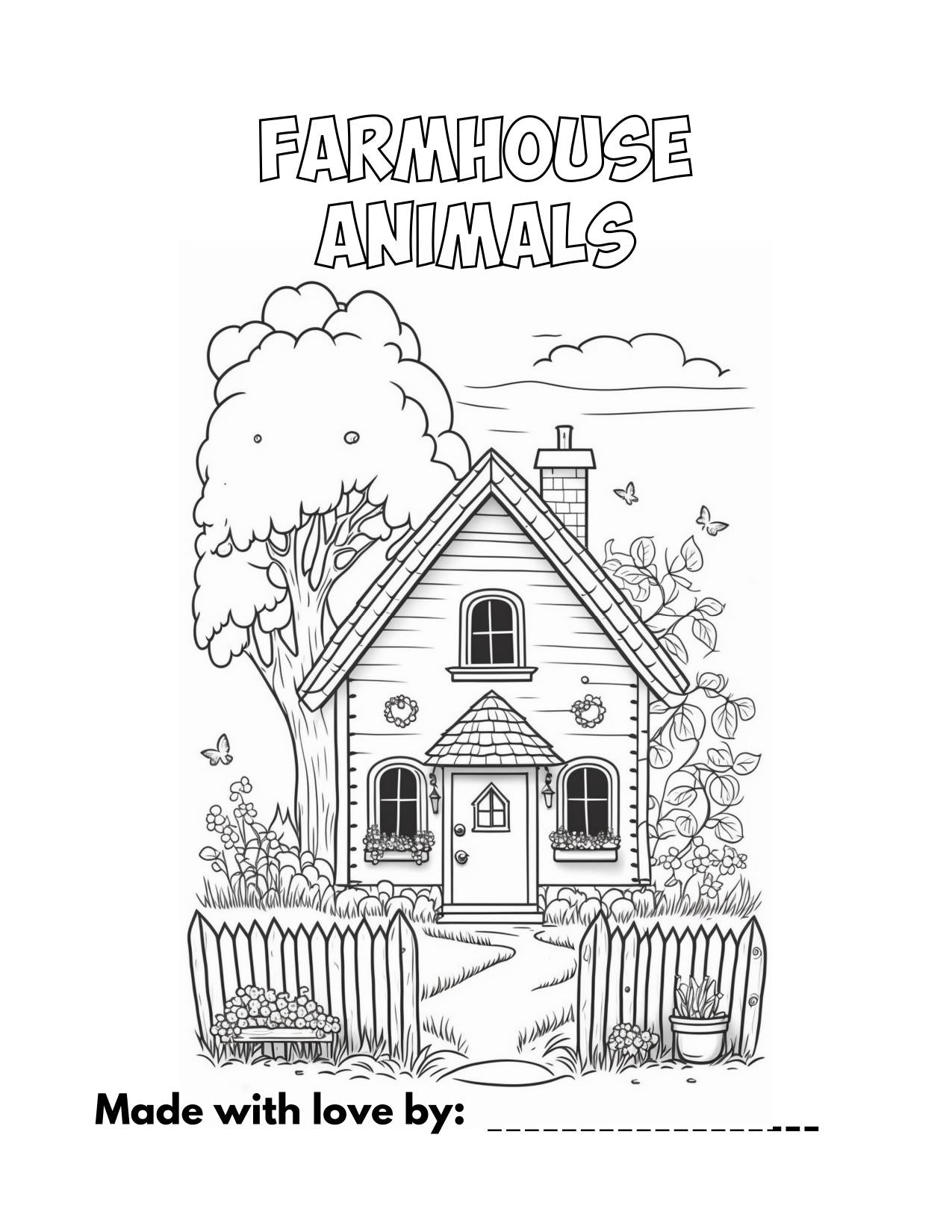 Farm Animals Coloring Book - "My First Farmhouse Animals" Educational Activity for Toddlers, Baby's First Coloring Book, Preschool Learning