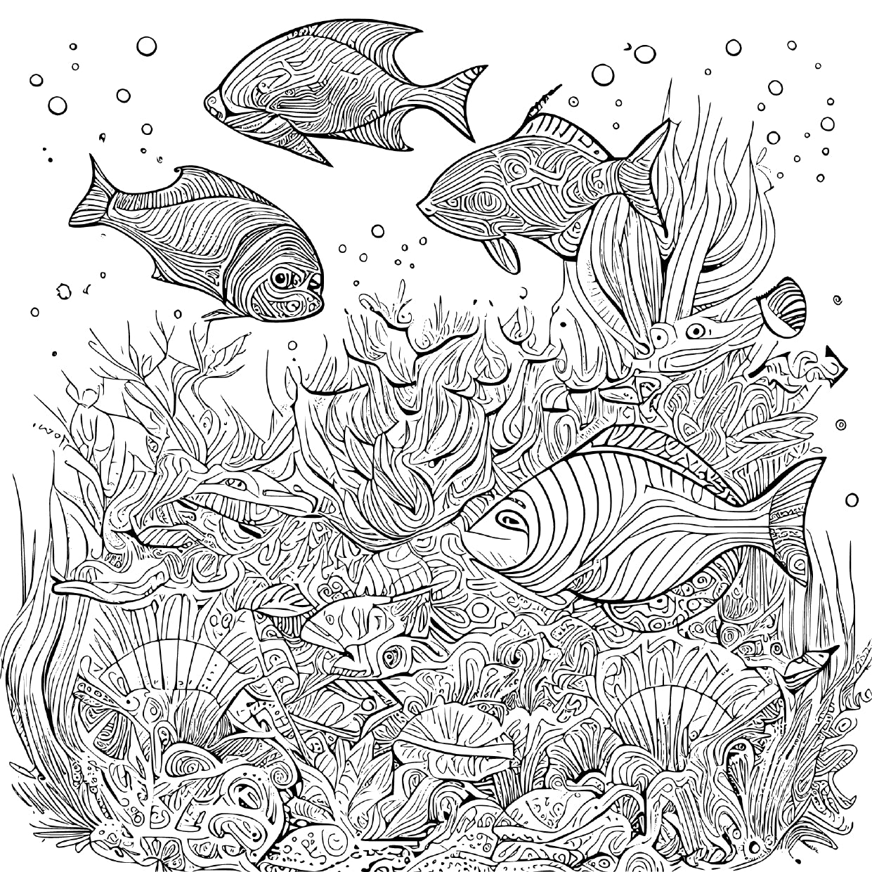 Printable Under the Sea Coloring Book for Kids โ 52 Pages, Instant Download PDF