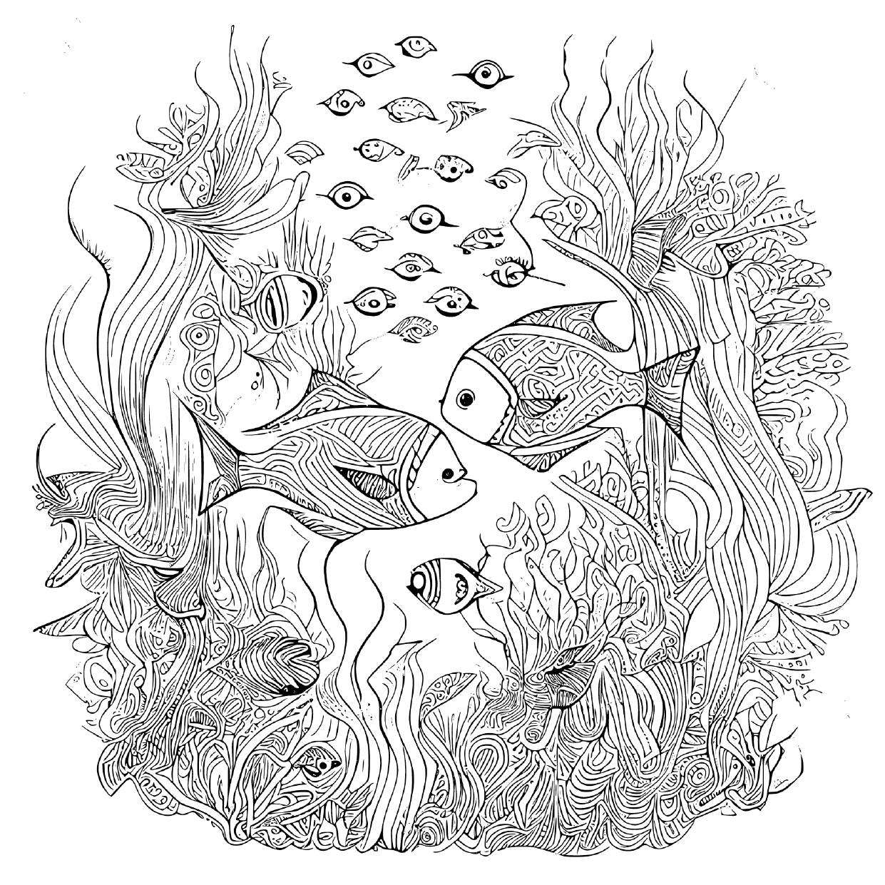 Printable Under the Sea Coloring Book for Kids โ 52 Pages, Instant Download PDF