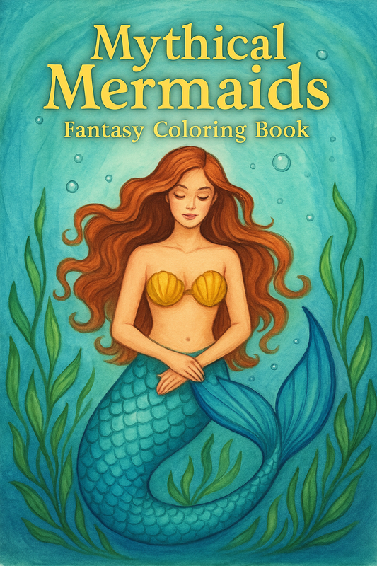 Mythical Mermaids Fantasy Coloring Book | Printable Mermaid Art Pages | Relaxing Adult Coloring Gift | Instant Download