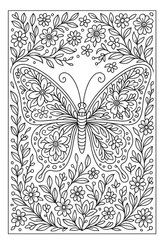 Coloring Book for Adults - 15 Intricate Floral & Animal Pages | Printable PDF | Stress Relief Art Therapy | Instant Download